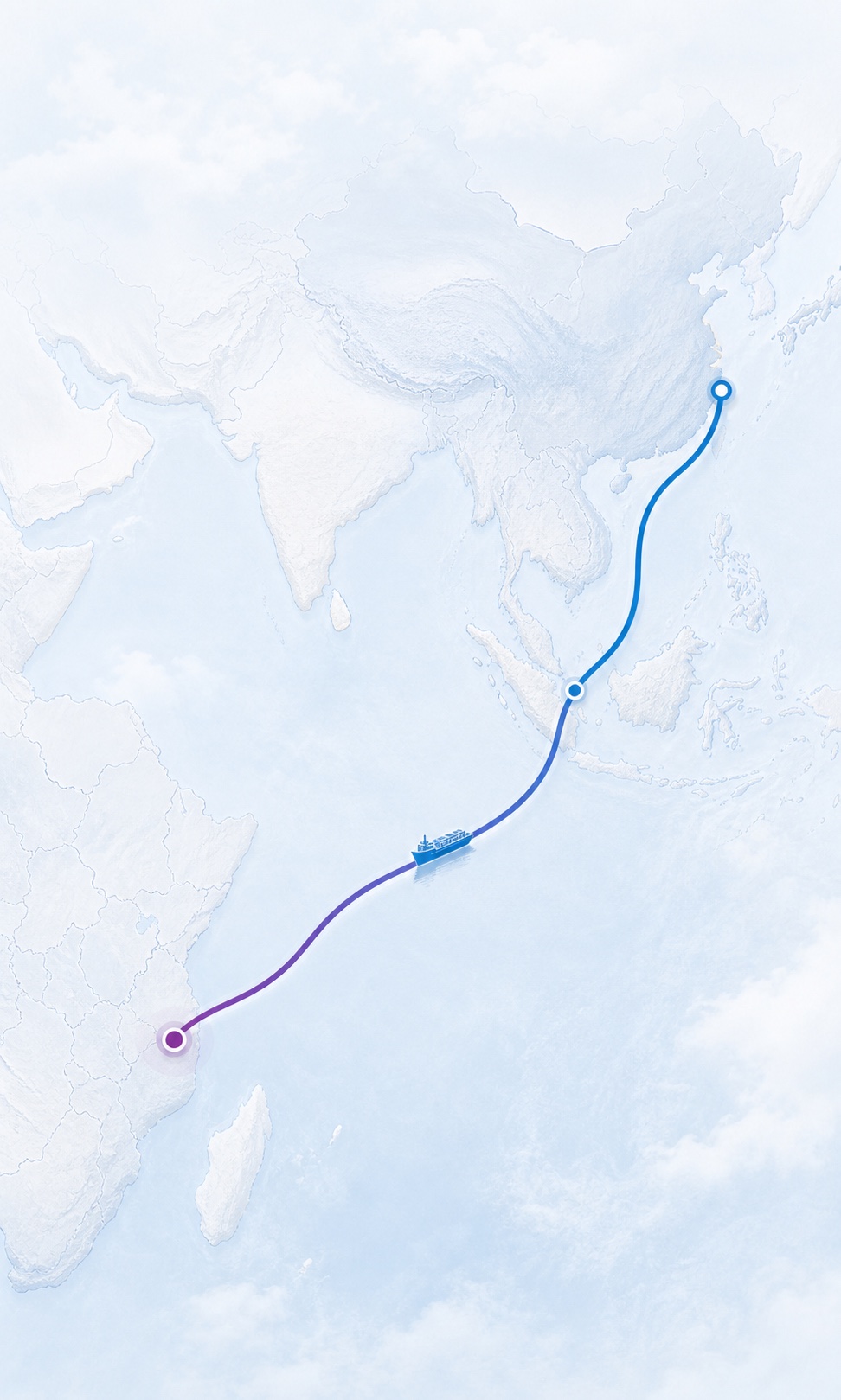 Trade opportunity route from coastal China to Kenya
